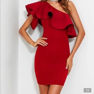 Ruffle One Shoulder Bodycon Dress
